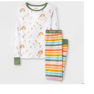 Cat & Jack Girls' 2pc Unicorn Pillow Fort Tight Fit Pajama Set -  White 10